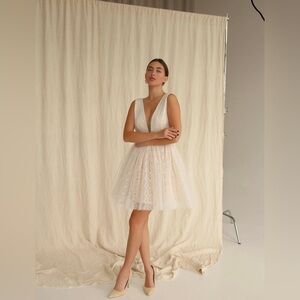 Ivory / Nude Short Wedding Dress (size 12)